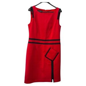 Anne Klein Red Black Sheath Dress‎ Knee Length Career Business Size 10